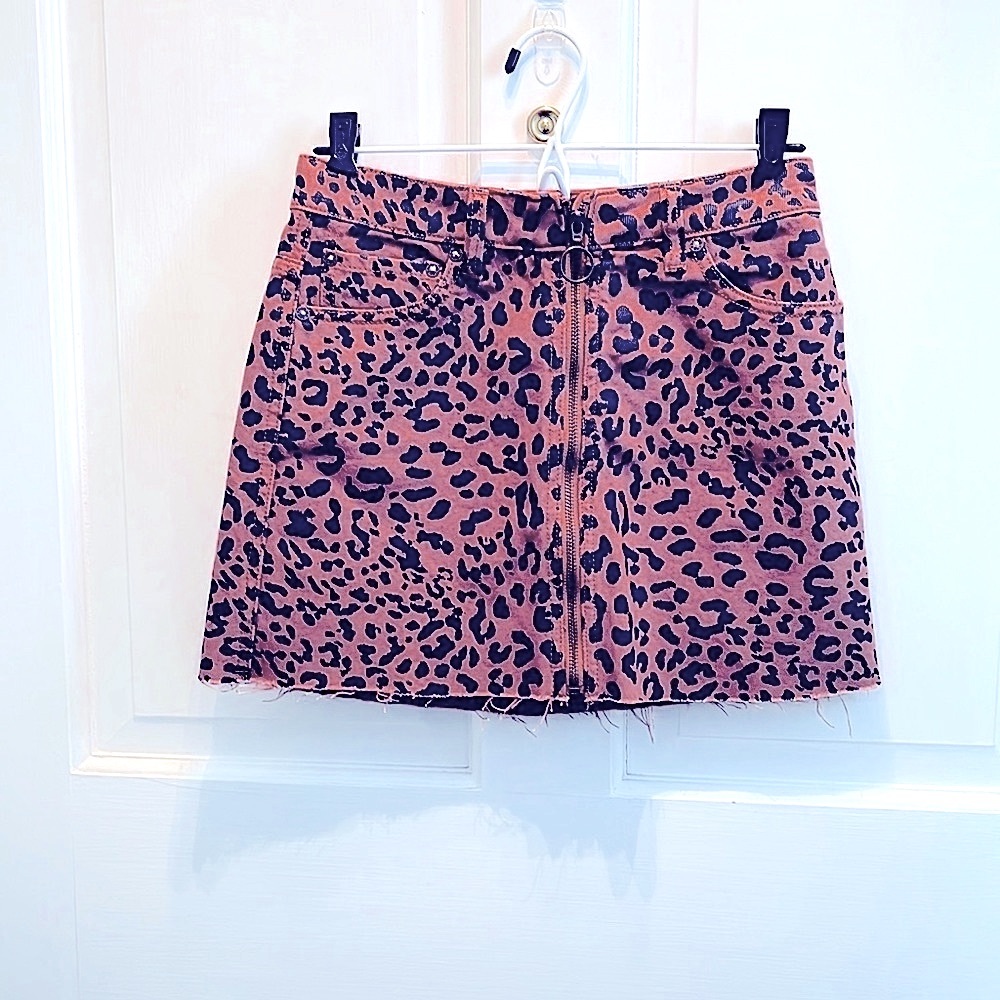 We The Free Animal Print Zip Front Mini Skirt